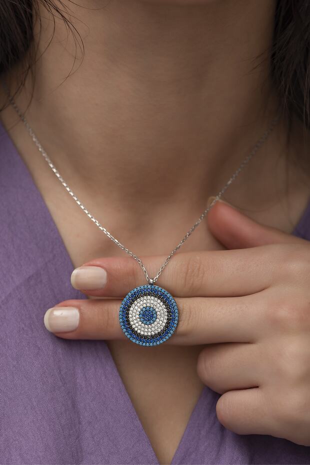 Nazar Boncuklu Gümüş Kolye - 2