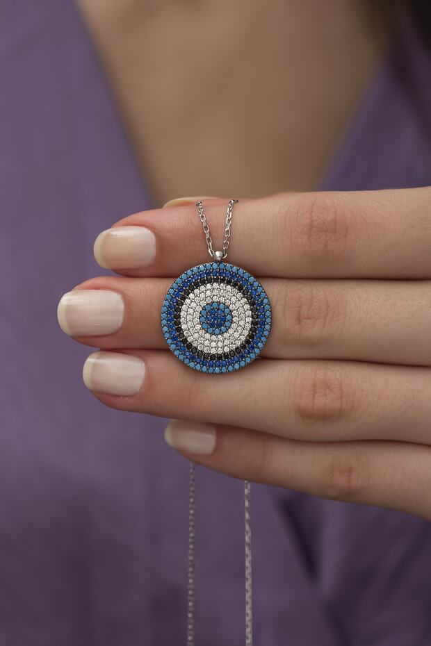 Nazar Boncuklu Gümüş Kolye - 3