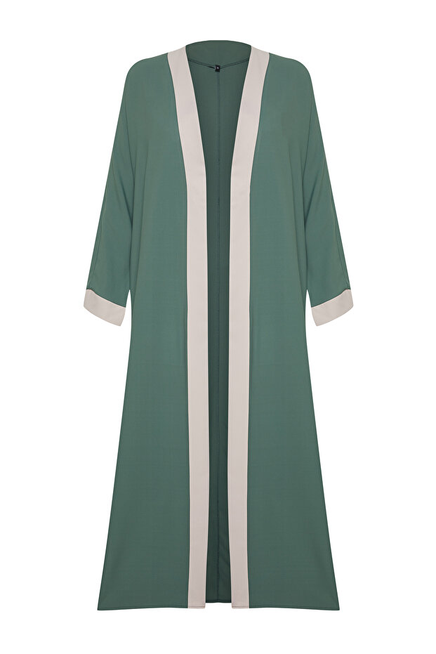 Grünes einteiliges gewebtes Kleid - lang, kein Kleid, blockierte Kappe, Ferace, Abaya TCTSS24KF00009 - 7