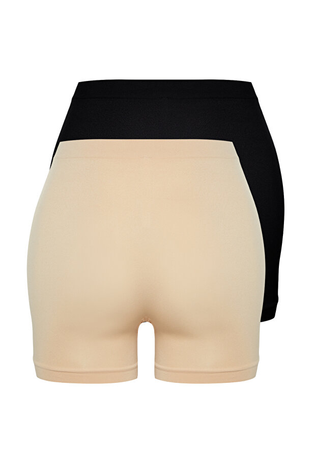 Siyah-Ten 2'li Paket Seamless/Dikişsiz Boxer Örme Külot THMSS24KU00032 - 8