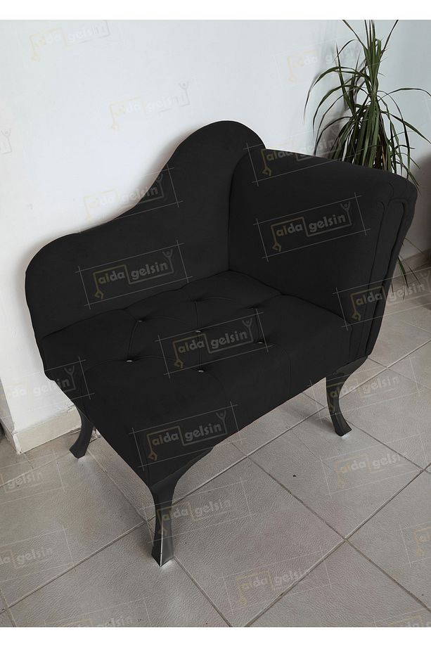 Yeni Model Ters Kol Tekli Köşe Koltuğu Josefin Bench Siyah Ayak - 1