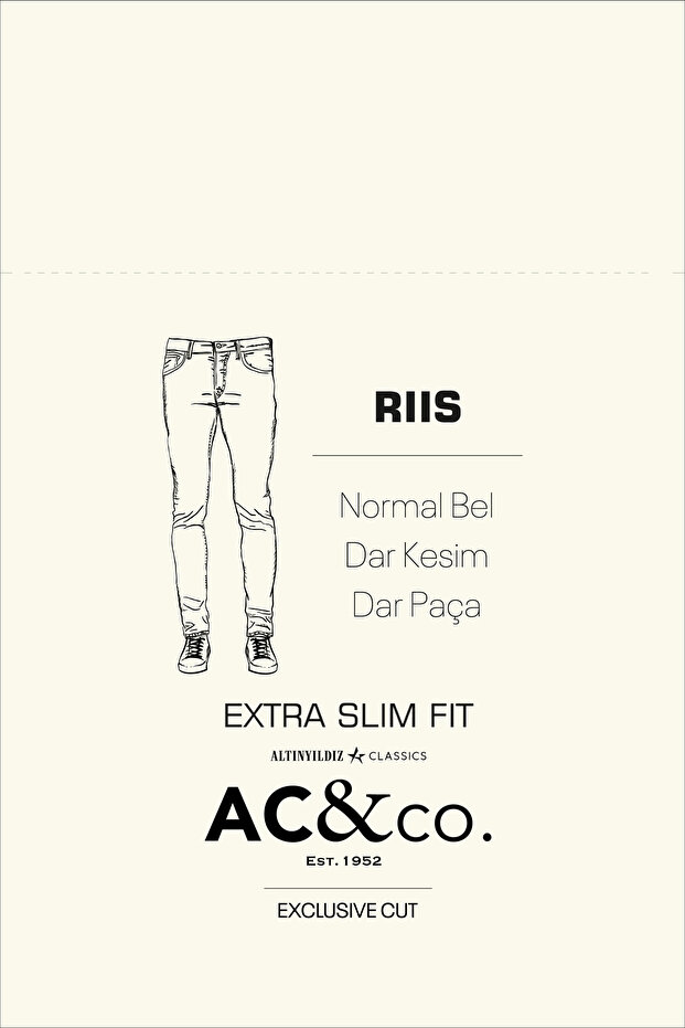 Erkek Petrol Mavisi Ekstra Slim Fit Dar Kesim Pamuklu Esnek Rıss Jean Kot Denim Pantolon - 9