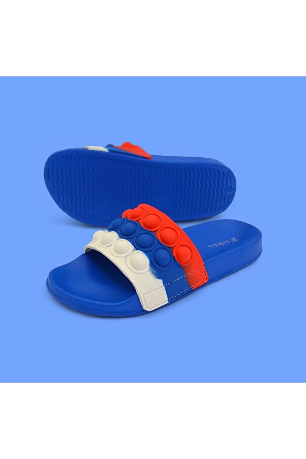 POPIT BOY'S SLIPPERS/ BEACH/ SEA SLIPPERS Soft Eva Slippers with POPIT Toy Tapes