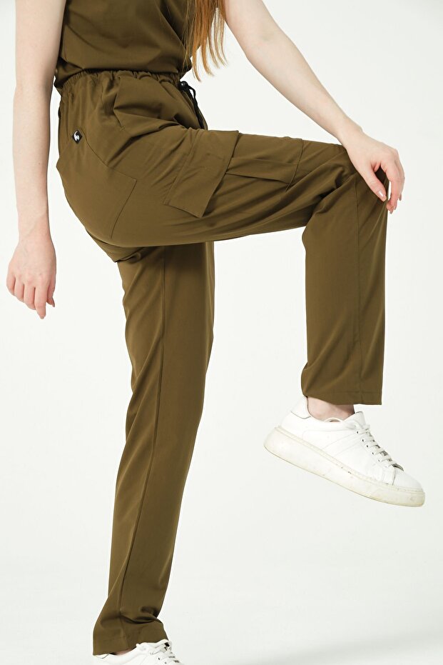 Khaki Lycra Cargo Pocket Doctor Nurse Uniform Single Bottom Unisex