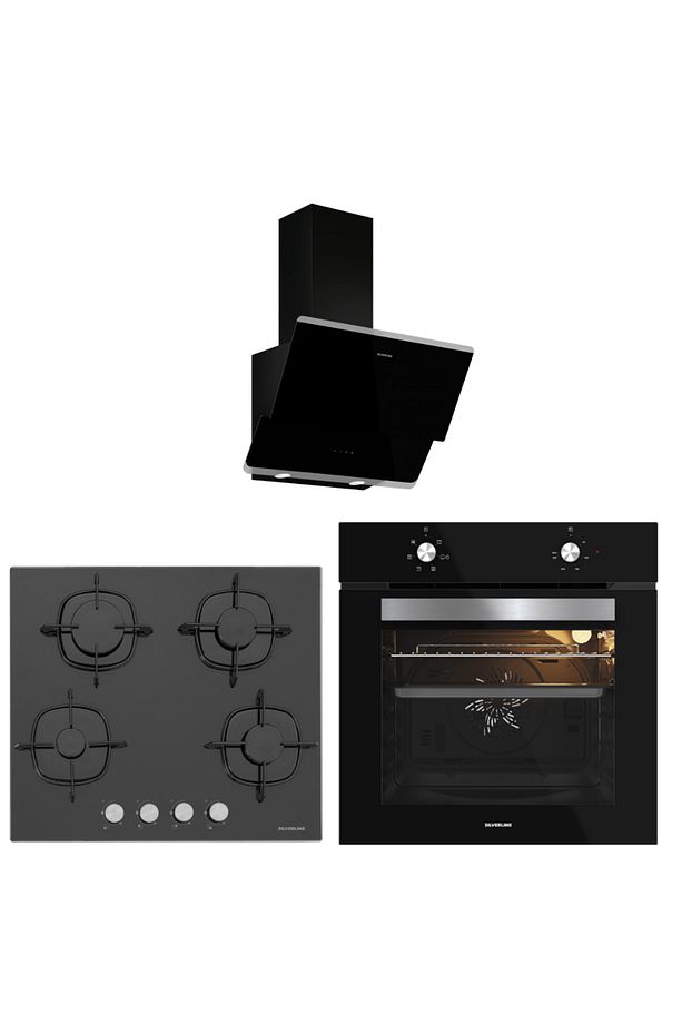 Siyah Cam Ankastre Set (3490 Oslo Davlumbaz - CS5356B01 Ocak - BO65E1B01 Fırın) - 1