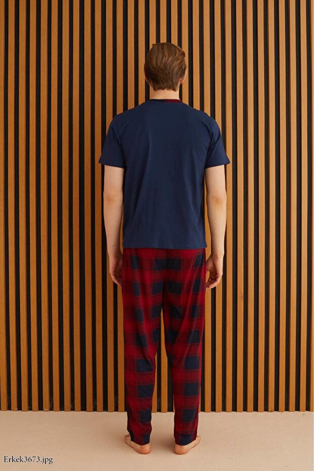Erkek Patlı Pijama Takımı %100 Pamuk - 4