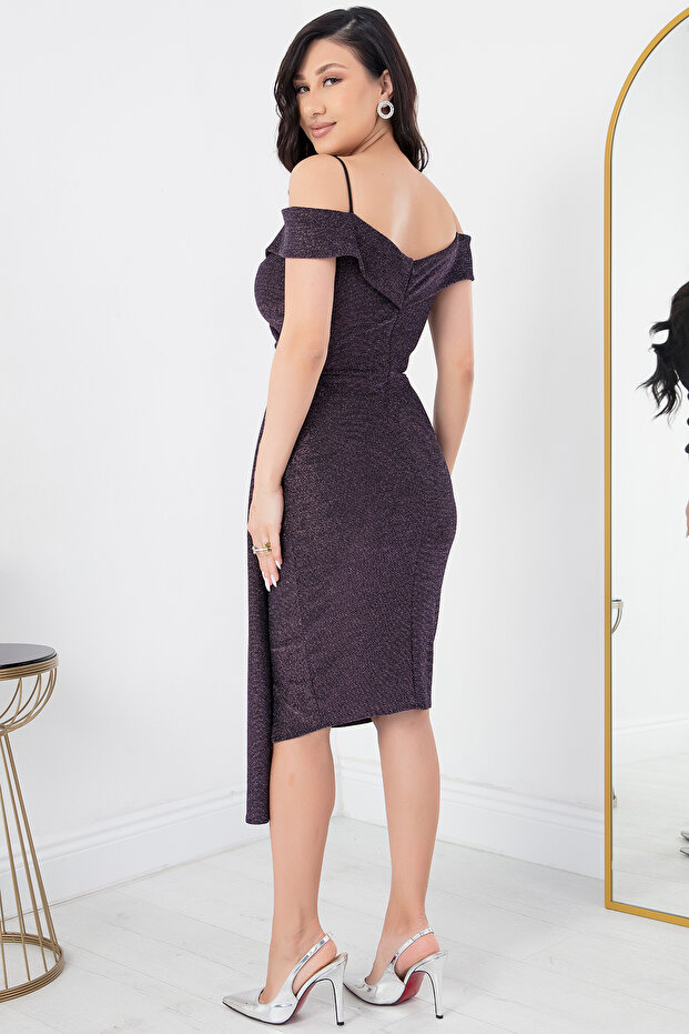 Yaka Taş Detaylı Elbise 39804 - 6