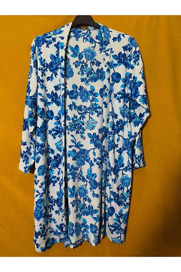 Blue Floral Patterned Kimono Set - 5