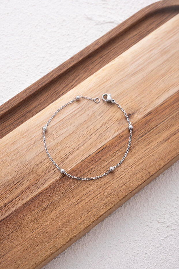 Steel Ball Thin Dorica Chain Bracelet Thin Forse Chain 1mm Elegant Minimal 17Cm+4Cm&21Cm