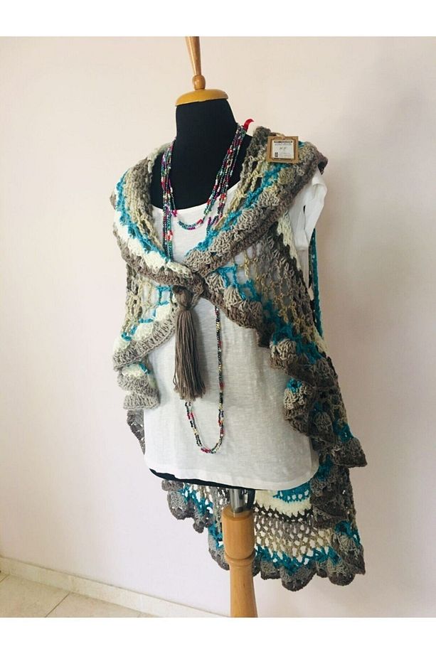 El Örgüsü Boho Tasarım Galaxy Kışlık Kombin Yelek - 5