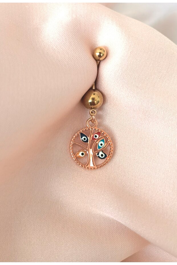 Nazar Ağacı Çelik Göbek Piercing - 1adet - 4