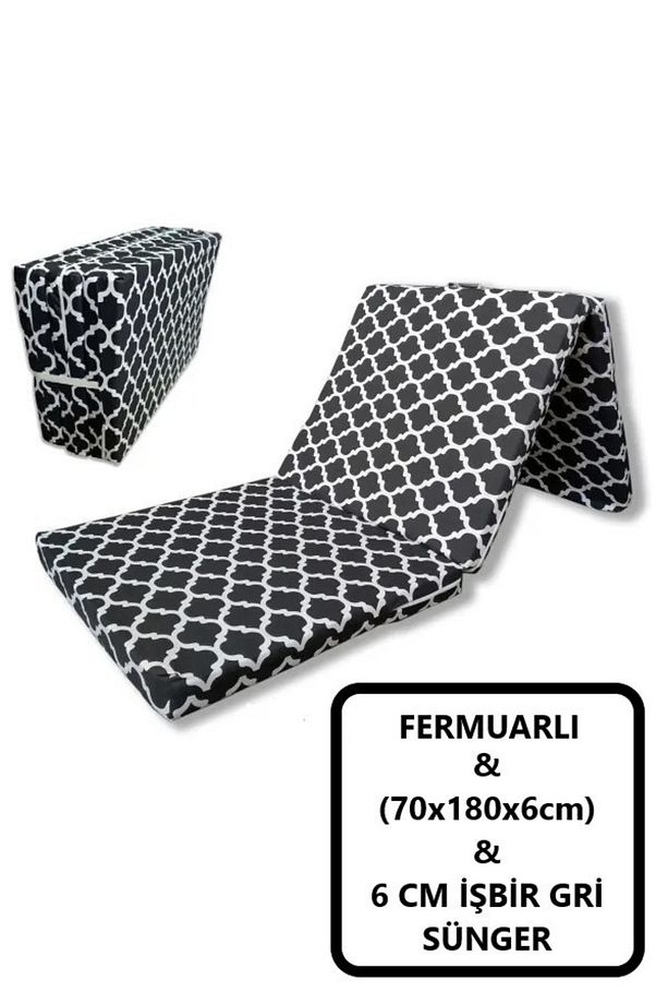 Katlanır Yer Yatağı Tek Kişilik Sünger Minder Yatak 70x180cm 6 Cm Grı Kalın Sunger Karacatı Model - 1
