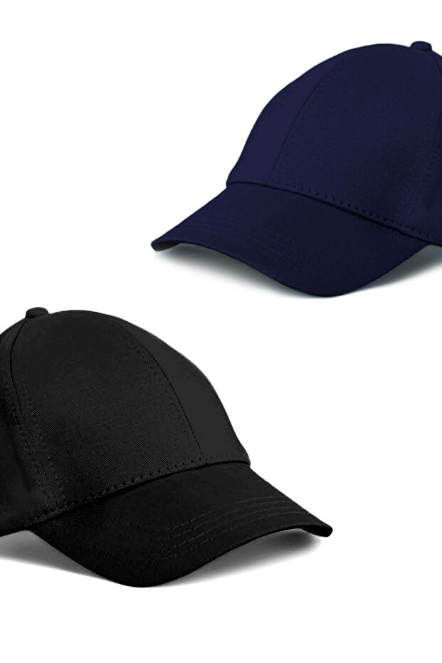 Unisex Black and Navy Color 2-Piece Baseball Cap Set
