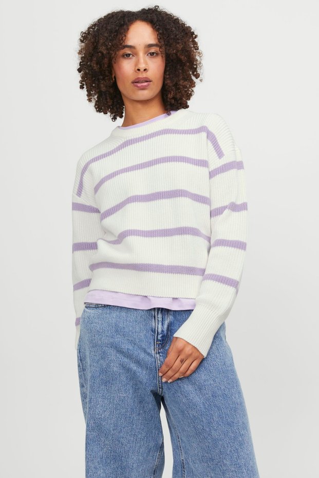 Women's striped crew neck knitted sweater - mila