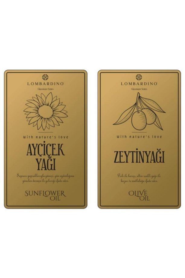 Lombardino 2 Adet Zeytinyağı Ve Ayçicek Yağı Etiketi Sticker Seti 11x6,6 Cm Gold - 1
