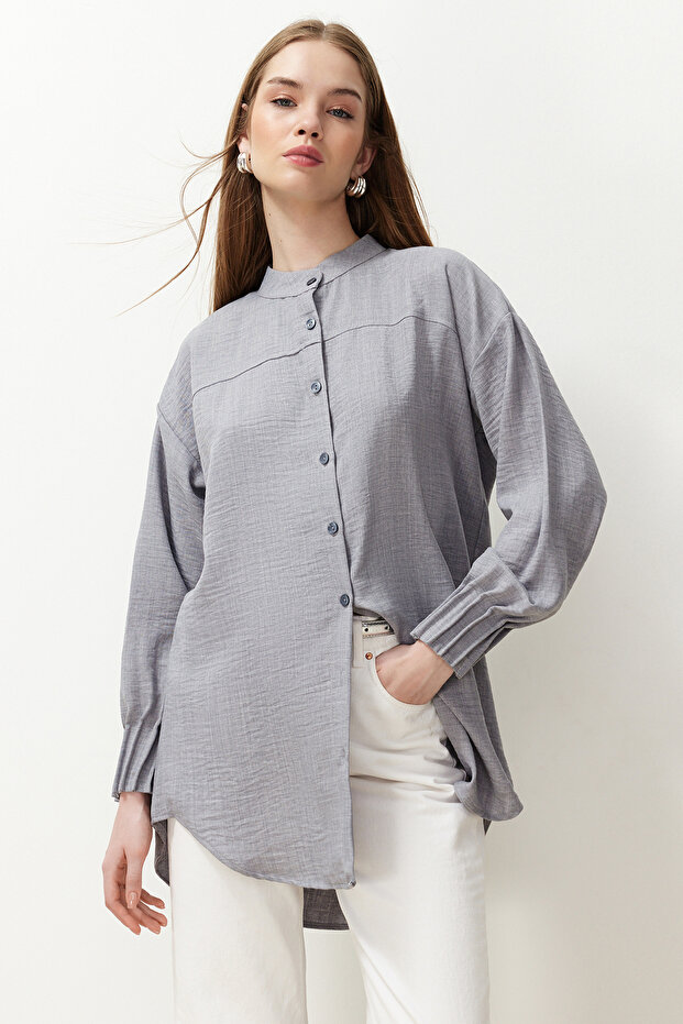 Túlméretes szürke len Aerobin ing - TCTSS24TG00065 - 3