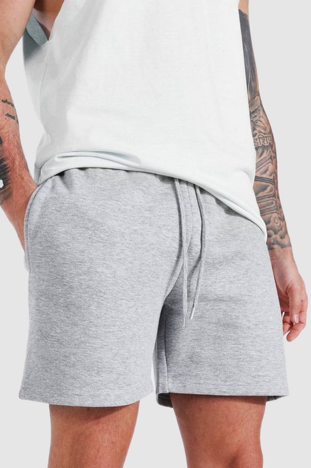 Regular Fit Düz Gri Şort - 2