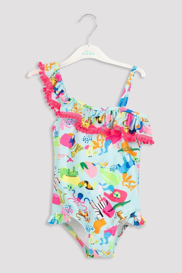 Girl's Multicolored Tropical Patterned Discovery Swimsuit
