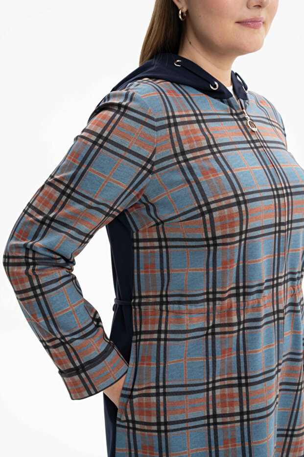 Kapüşonlu Örme Desenli Kap - 2