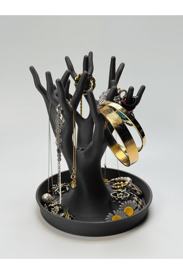 Decorative Wood Jewelry Stand, Organizer, Ring / Earring / Necklace / Jewelry Hanger - Hard Plastic