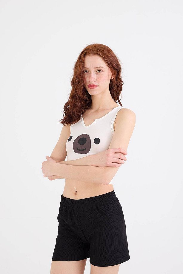 Baskılı Şortlu Pijama Takımı Ş053-M8 - 2