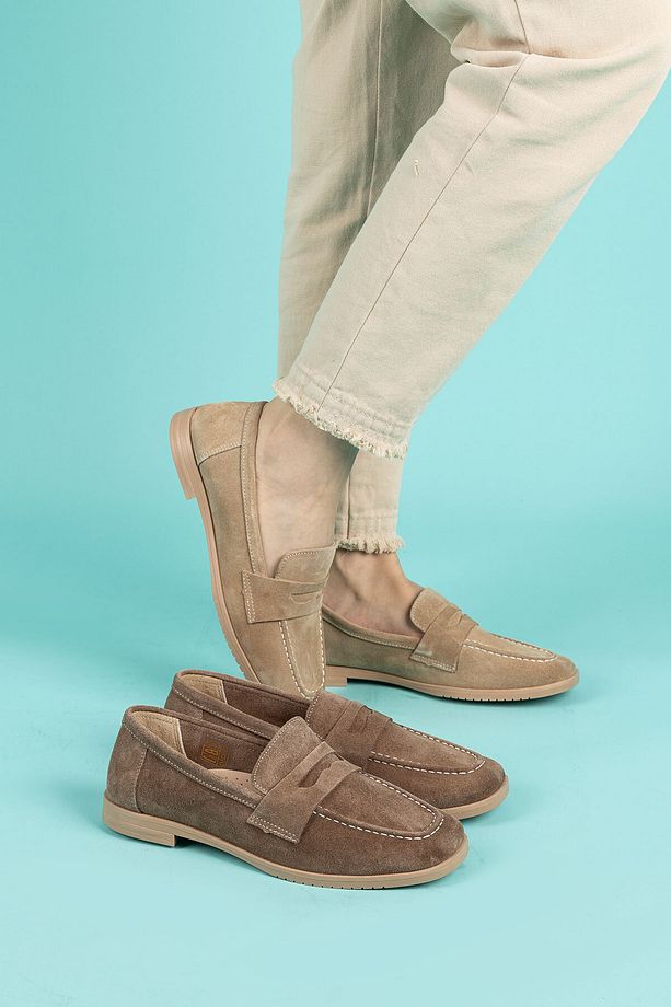 Monk Kadın Süet Bej Loafer Ayakkabı - 8