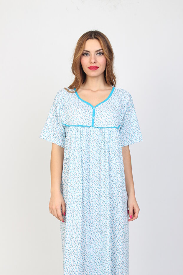 Mother's Nightdress Short Sleeve Oversize Comfortable Fit Nightgown