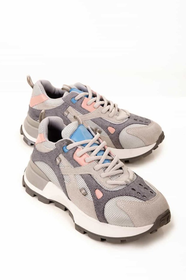 Women's High Sole Colorful Sneaker Lace-Up Sports Shoes