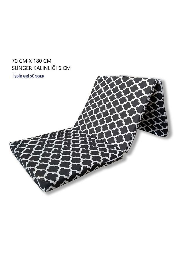 Katlanır Yer Yatağı Tek Kişilik Sünger Minder Yatak 70x180cm 6 Cm Grı Kalın Sunger Karacatı Model - 5