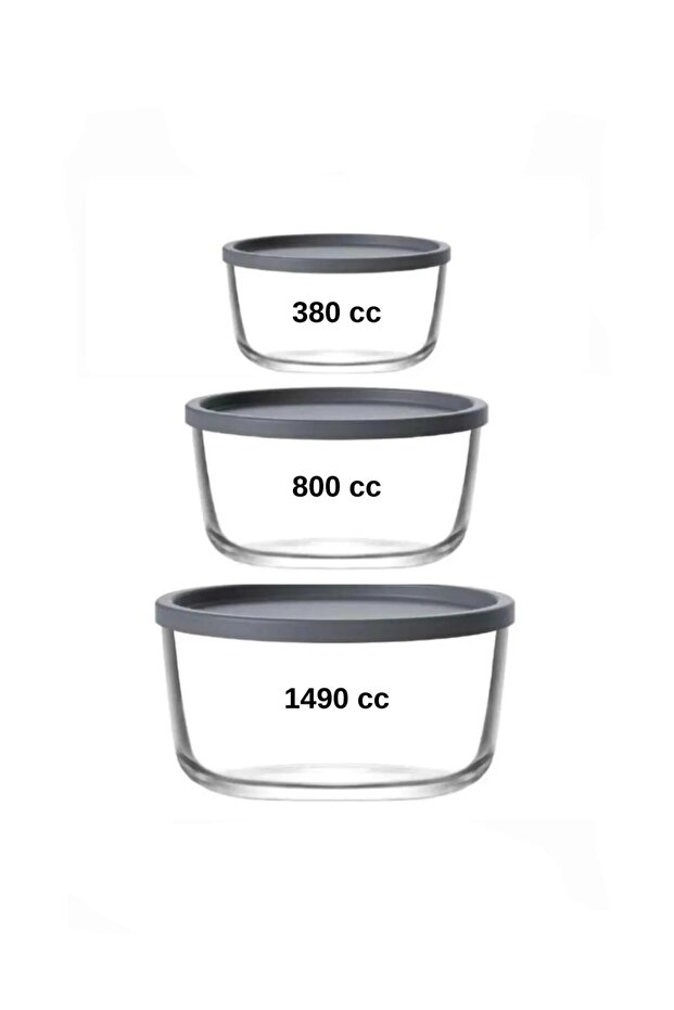 Feyzade Round Storage Container Anthracite 380-800-1490 Cc Set of 3