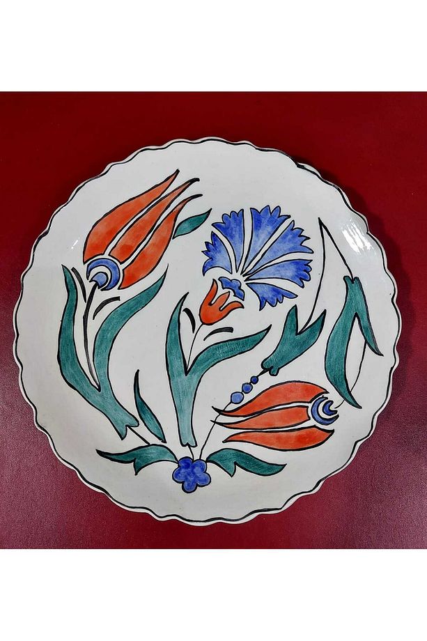 25x25x2,5cm Duvara Asılabilir El Yapım Nevin 2019 Seramik Tabak Masaüstü Çini Dekoratif 1 Adet - 1