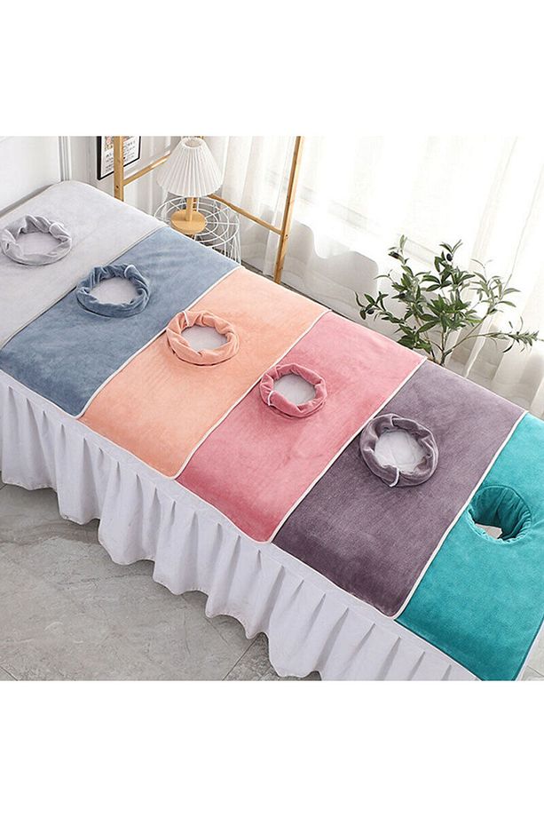10 Adet Spa Güzellik Masaj Yatak Örtüsü Bakım Delikli Havlu Soft Cotton 50x80 Cm - 1