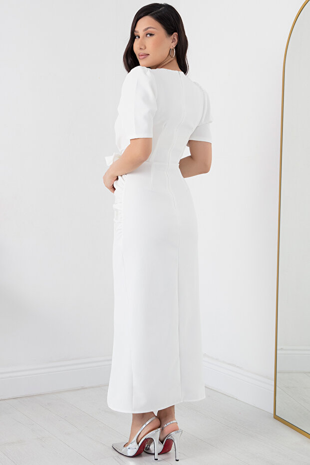 Fiyonklu Yırtmaçlı Elbise JNL2057 - 7