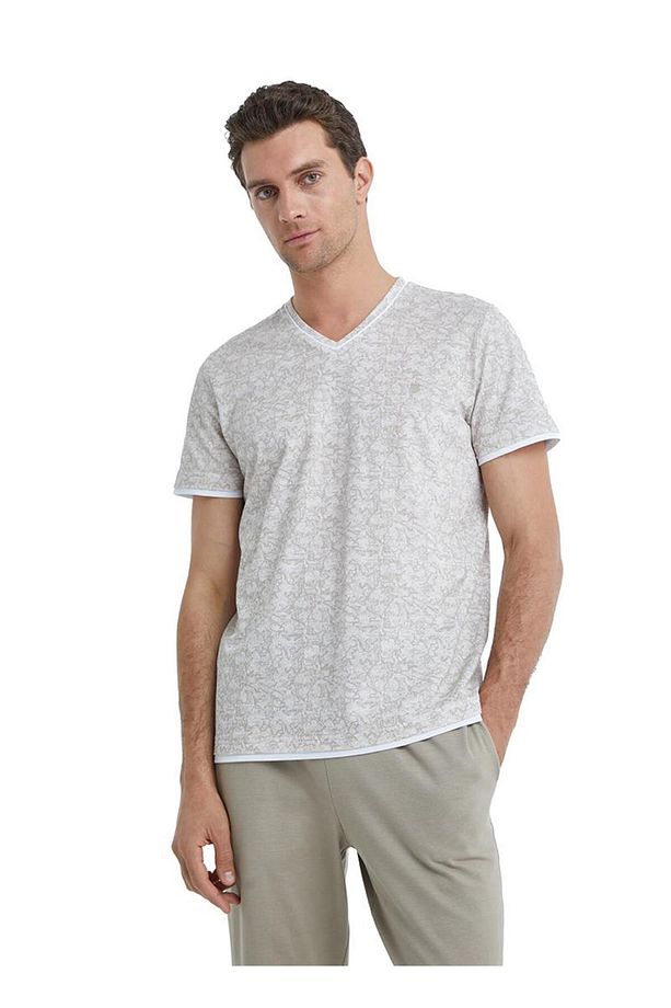 Erkek Kısa Kol Sütlü Kahve Pijama Takımı C9T6N4O04 - 5