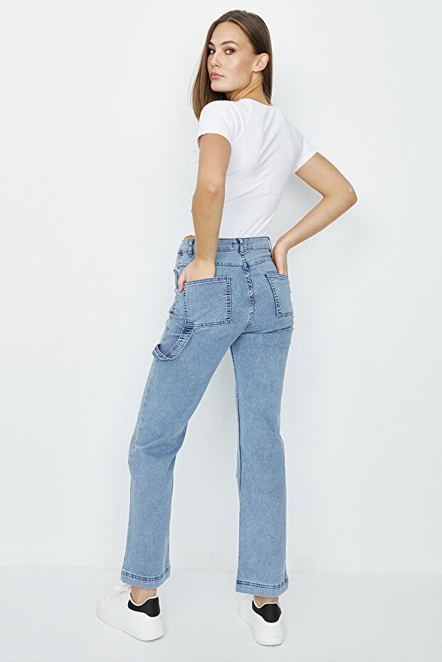 Blugi Carpenter de damă, albaștri, largi - 2