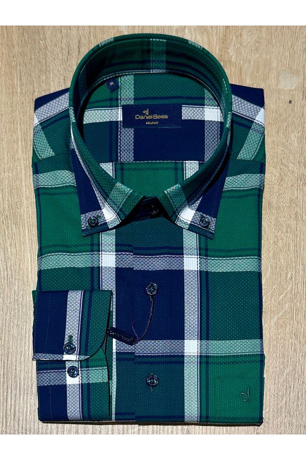 Uzun Kollu Regular Fit Kareli Tek Cepli Klasik Casual Erkek Gömlek - 1