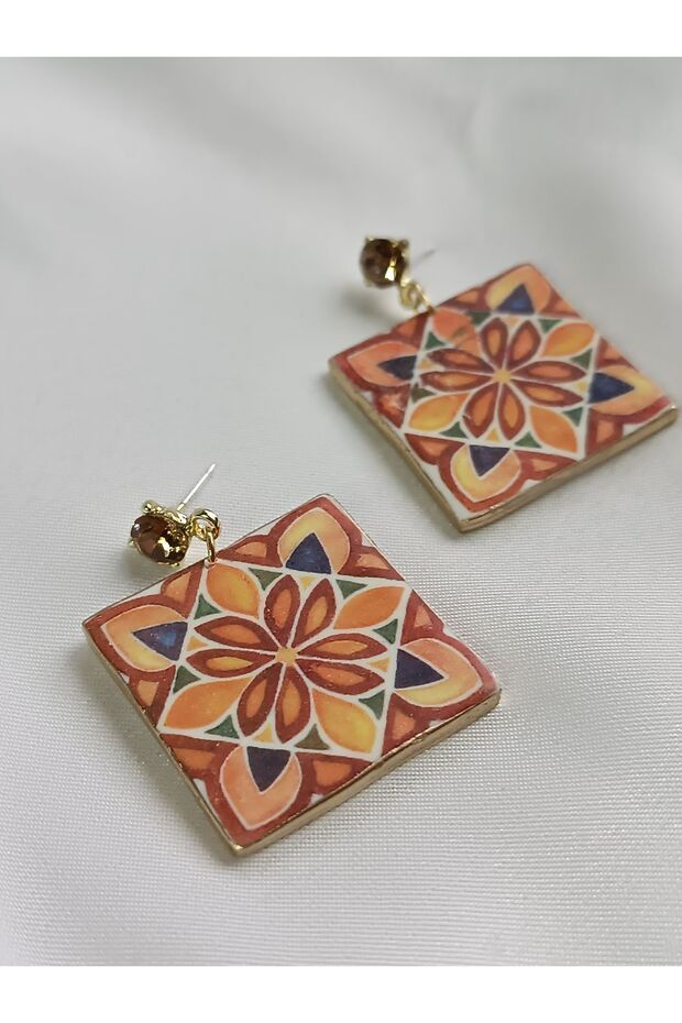 أقراط من الطين البوليمر بنمط السيراميك - 3