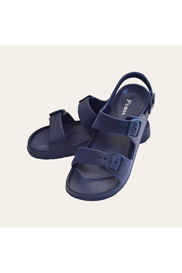 Double Striped Beach Daily Summer Navy Blue Eva Sandals/Slippers