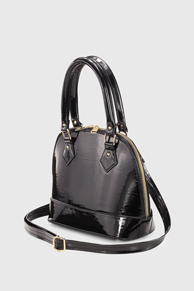 Black Patent Leather Versatile Crossbody Bag 258