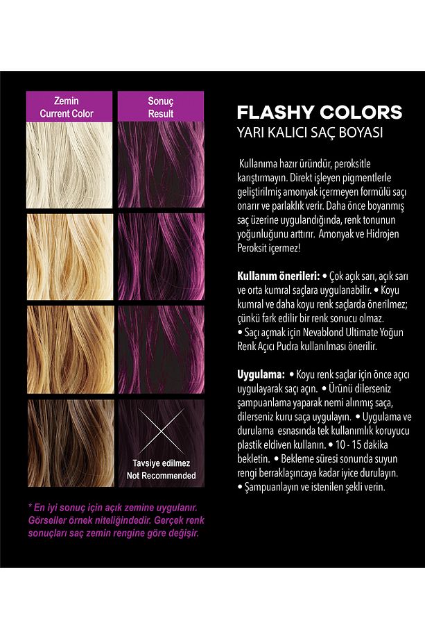 Flashy Color Ametist Mor 100ml Vegan Direkt Uygulanan Saç Boyası - 6