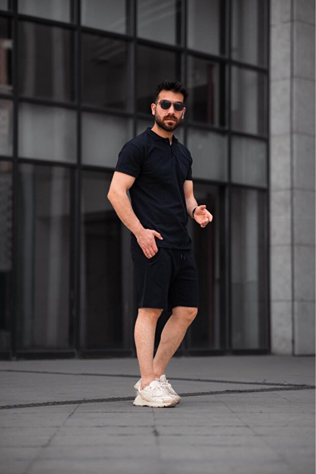 ERKEK SİYAH TAKIM ŞORTLU - 1