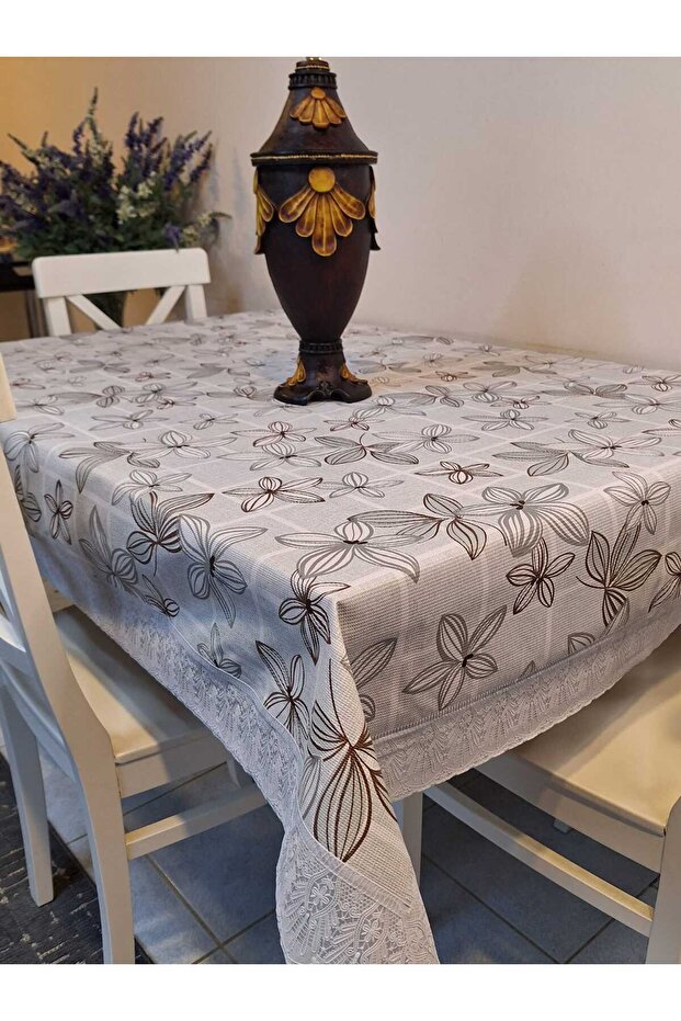 قماش زيتي PVC منقوش قابل للمسح ومضاد للانزلاق مقاس 120 × 150 - مفرش طاولة جاهز