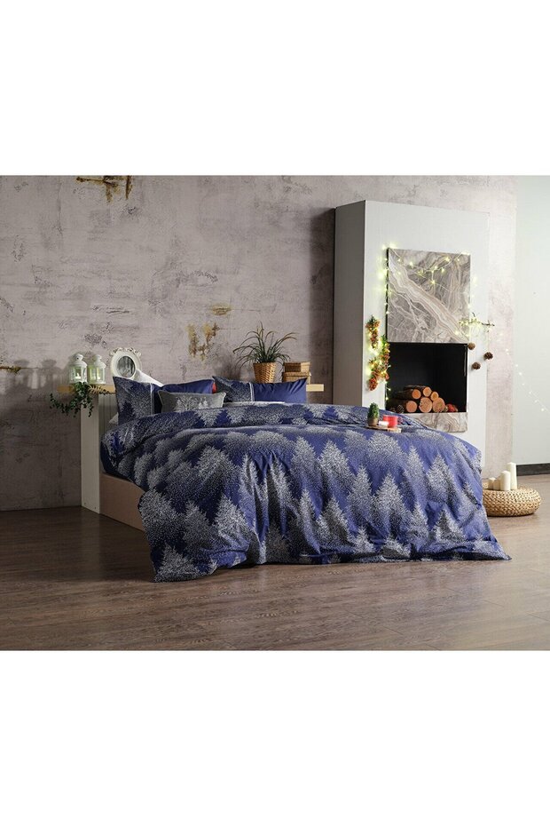 Ranforce Charm Duvet Cover Set Double - Dark Blue