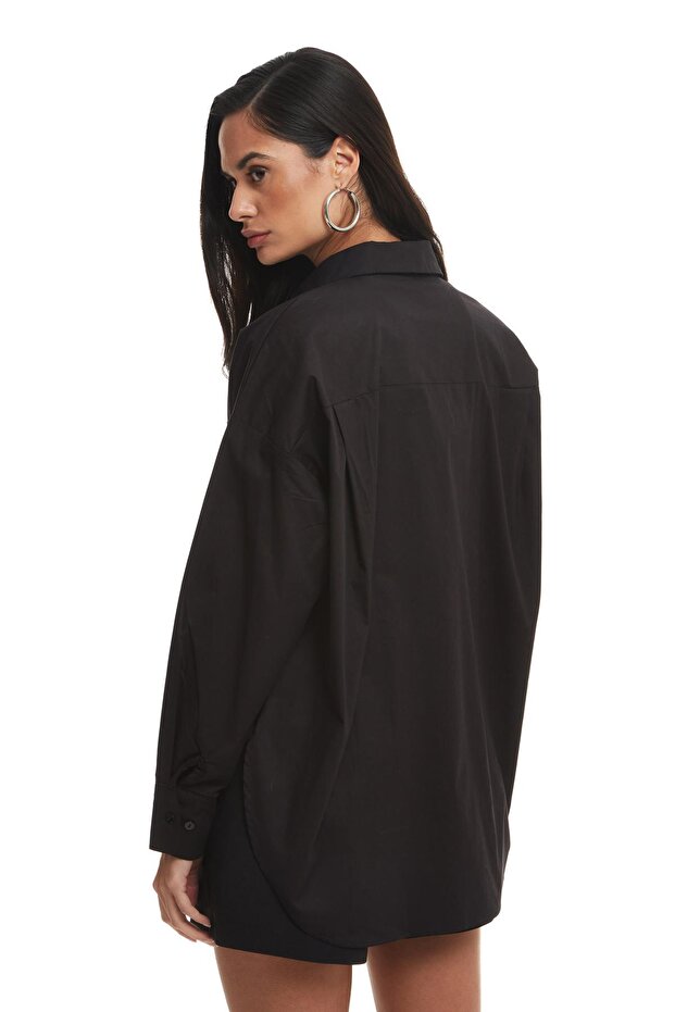 Oversize Gömlek Siyah - 5