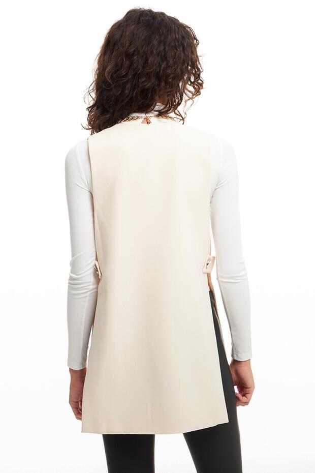 سترة سترة بأزرار مفتوحة على الجوانب - 5