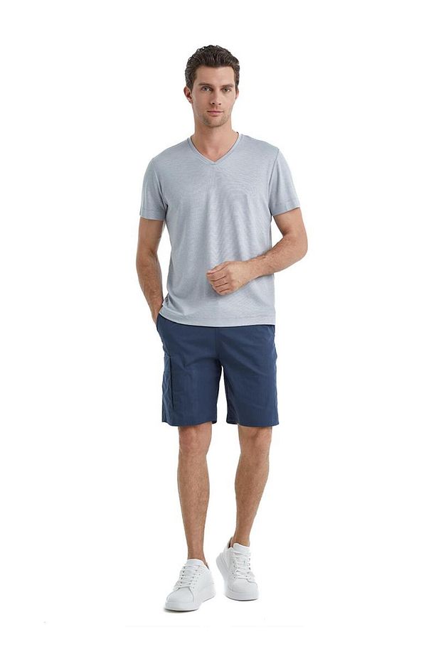 Erkek Kısa Kol Şortlu Gri Pijama Takımı C8T0N5O04- - 4