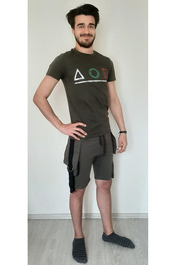 Yazlık Erkek Şort Haki Kargo Cepli - 3