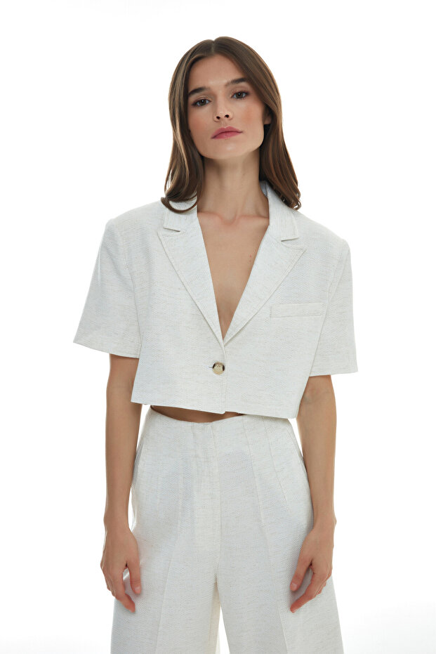 سترة بليزر من الكتان - 1