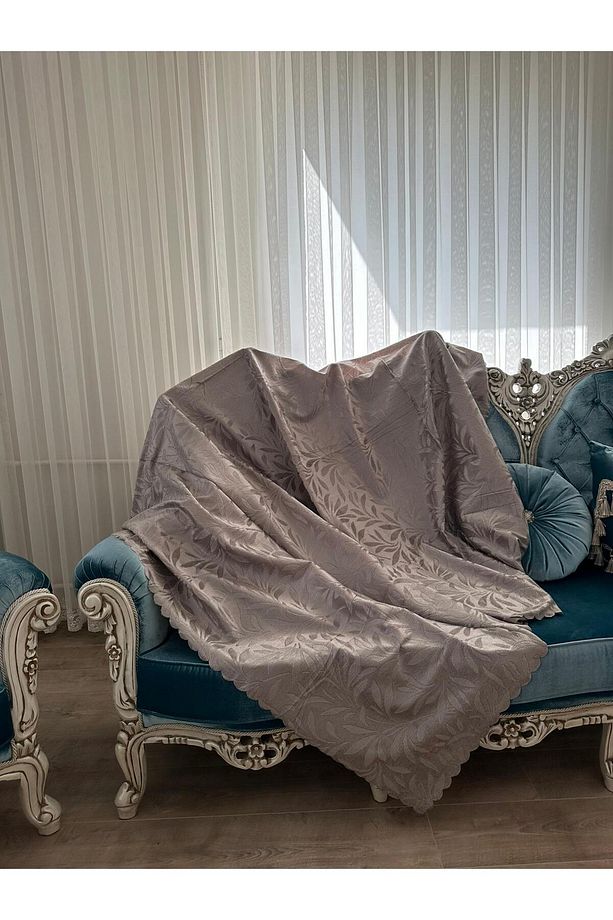 Kaymaz Tabanlı Tay Tüyü Çekyat Örtüsü, Koltuk Örtüsü, Kanepe Örtüsü(AÇIK VİZON RENK)(175X210CM) - 1
