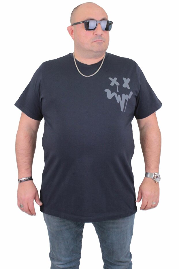 Men's Plus Size Crew Neck T-Shirt New Generation 24130 NAVY BLUE